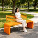 SOLARA Outdoor Park Bench Galvanised Steel Curved Backrest Powder Coated 100/150/200cm for Garden Community Public Areas - Orange