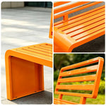 SOLARA Outdoor Park Bench Galvanised Steel Curved Backrest Powder Coated 100/150/200cm for Garden Community Public Areas - Orange