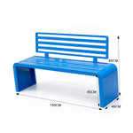 SOLARA Outdoor Park Bench Galvanised Steel Curved Backrest Powder Coated 100/150/200cm for Garden Community Public Areas - Blue