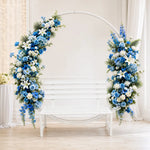 SOLARA Romantic Round Metal Bench Iron Frame Floral Display Backdrop for Wedding Event Commercial Decoration - White