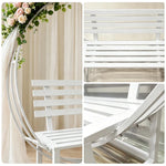 SOLARA Romantic Round Metal Bench Iron Frame Floral Display Backdrop for Wedding Event Commercial Decoration - White