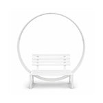 SOLARA Romantic Round Metal Bench Iron Frame Floral Display Backdrop for Wedding Event Commercial Decoration - White