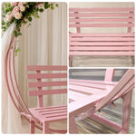 SOLARA Romantic Round Metal Bench Iron Frame Floral Display Backdrop for Wedding Event Commercial Decoration - Pink