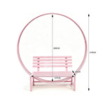 SOLARA Romantic Round Metal Bench Iron Frame Floral Display Backdrop for Wedding Event Commercial Decoration - Pink
