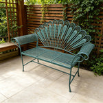 SOLARA Vintage Peacock Iron Bench Artistic Backrest Armchair Design for Balcony Sunroom Entrance & Covered Patio