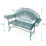 SOLARA Vintage Peacock Iron Bench Artistic Backrest Armchair Design for Balcony Sunroom Entrance & Covered Patio
