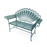 SOLARA Vintage Peacock Iron Bench Artistic Backrest Armchair Design for Balcony Sunroom Entrance & Covered Patio