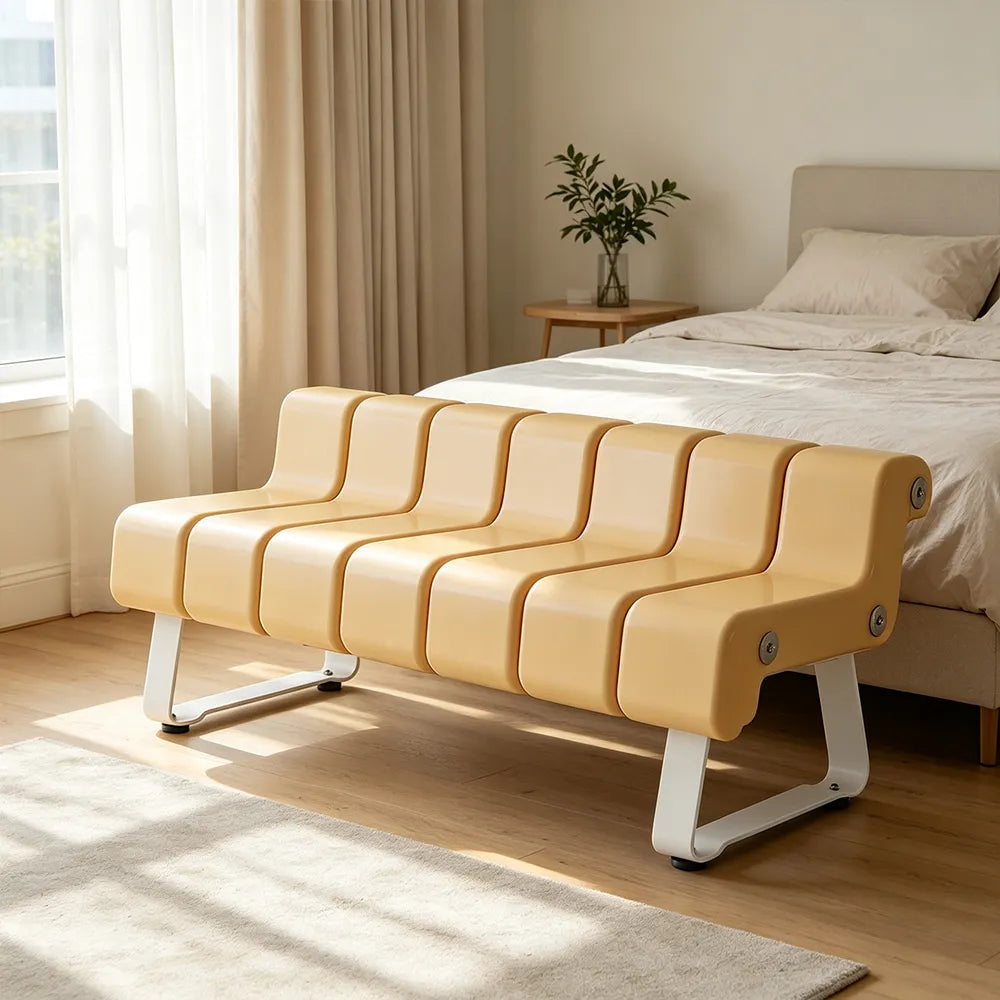 SOLARA Modern Creative Chair ABS Curved Seat Ergonomic Design Iron Frame for Living Room Bedroom Leisure Space - Yellow