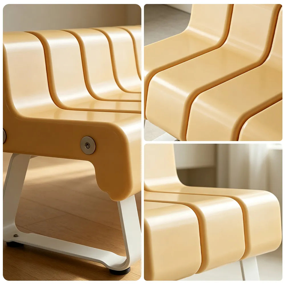 SOLARA Modern Creative Chair ABS Curved Seat Ergonomic Design Iron Frame for Living Room Bedroom Leisure Space - Yellow