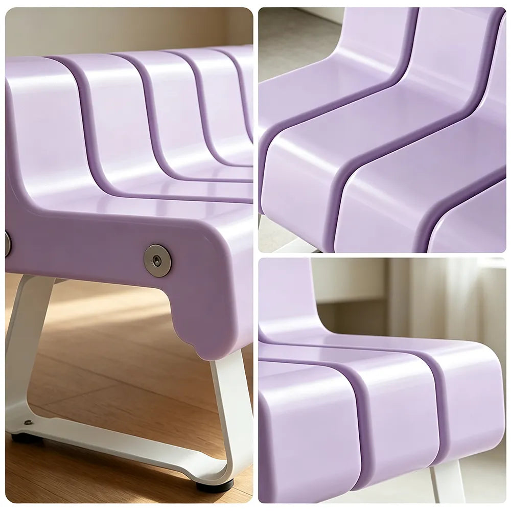 SOLARA Modern Creative Chair ABS Curved Seat Ergonomic Design Iron Frame for Living Room Bedroom Leisure Space - Purple