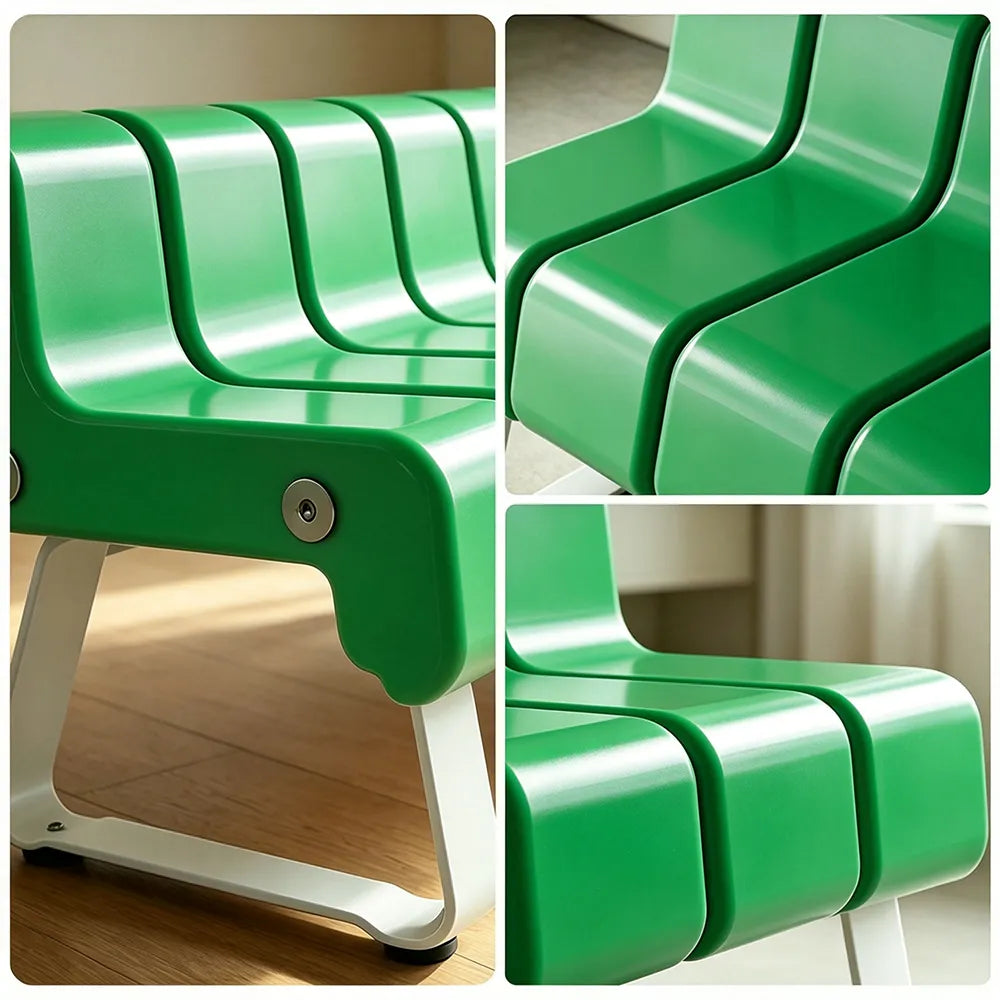 SOLARA Modern Creative Chair ABS Curved Seat Ergonomic Design Iron Frame for Living Room Bedroom Leisure Space - Green