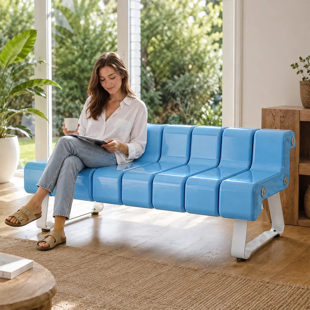 SOLARA Modern Creative Chair ABS Curved Seat Ergonomic Design Iron Frame for Living Room Bedroom Leisure Space - Blue