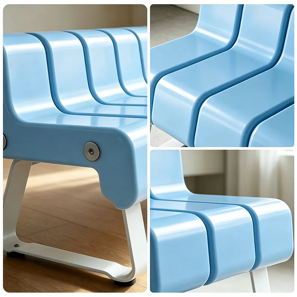 SOLARA Modern Creative Chair ABS Curved Seat Ergonomic Design Iron Frame for Living Room Bedroom Leisure Space - Blue