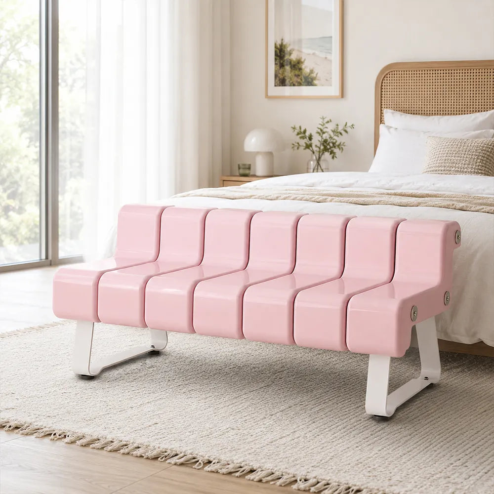 SOLARA Modern Creative Chair ABS Curved Seat Ergonomic Design Iron Frame for Living Room Bedroom Leisure Space - Pink