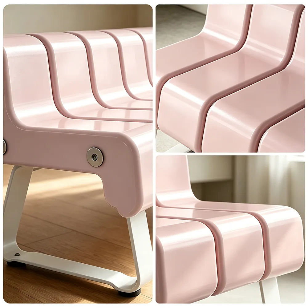 SOLARA Modern Creative Chair ABS Curved Seat Ergonomic Design Iron Frame for Living Room Bedroom Leisure Space - Pink