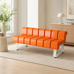 SOLARA Modern Creative Chair ABS Curved Seat Ergonomic Design Iron Frame for Living Room Bedroom Leisure Space - Orange