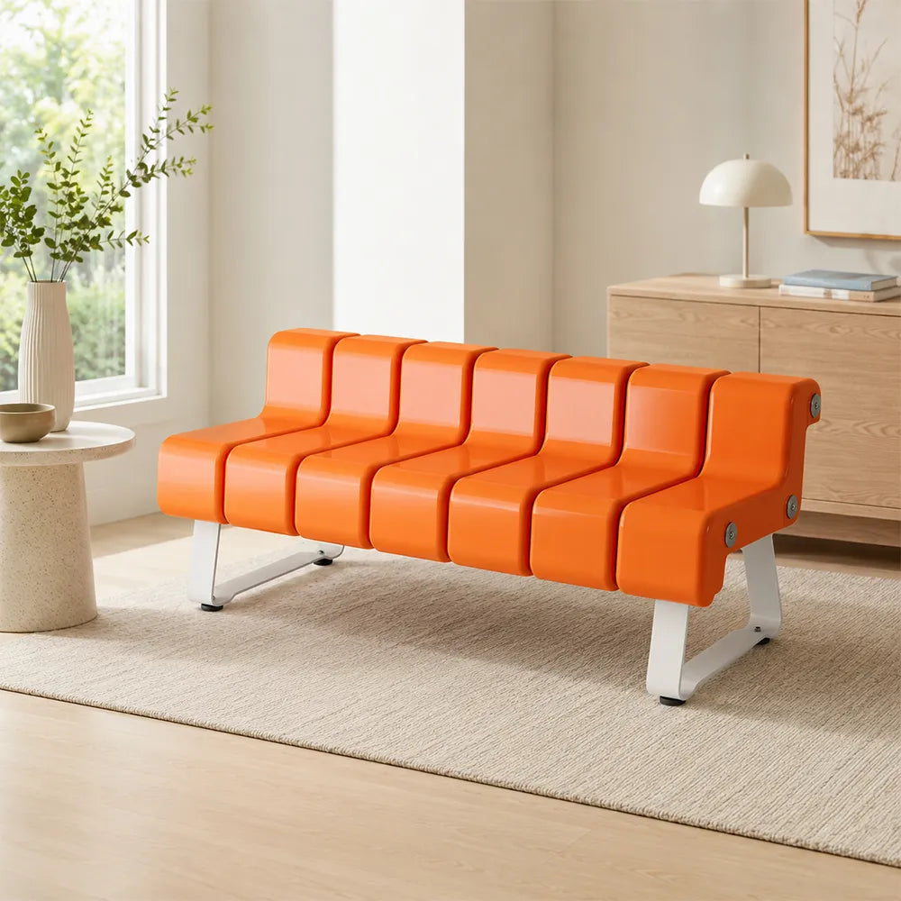 SOLARA Modern Creative Chair ABS Curved Seat Ergonomic Design Iron Frame for Living Room Bedroom Leisure Space - Orange