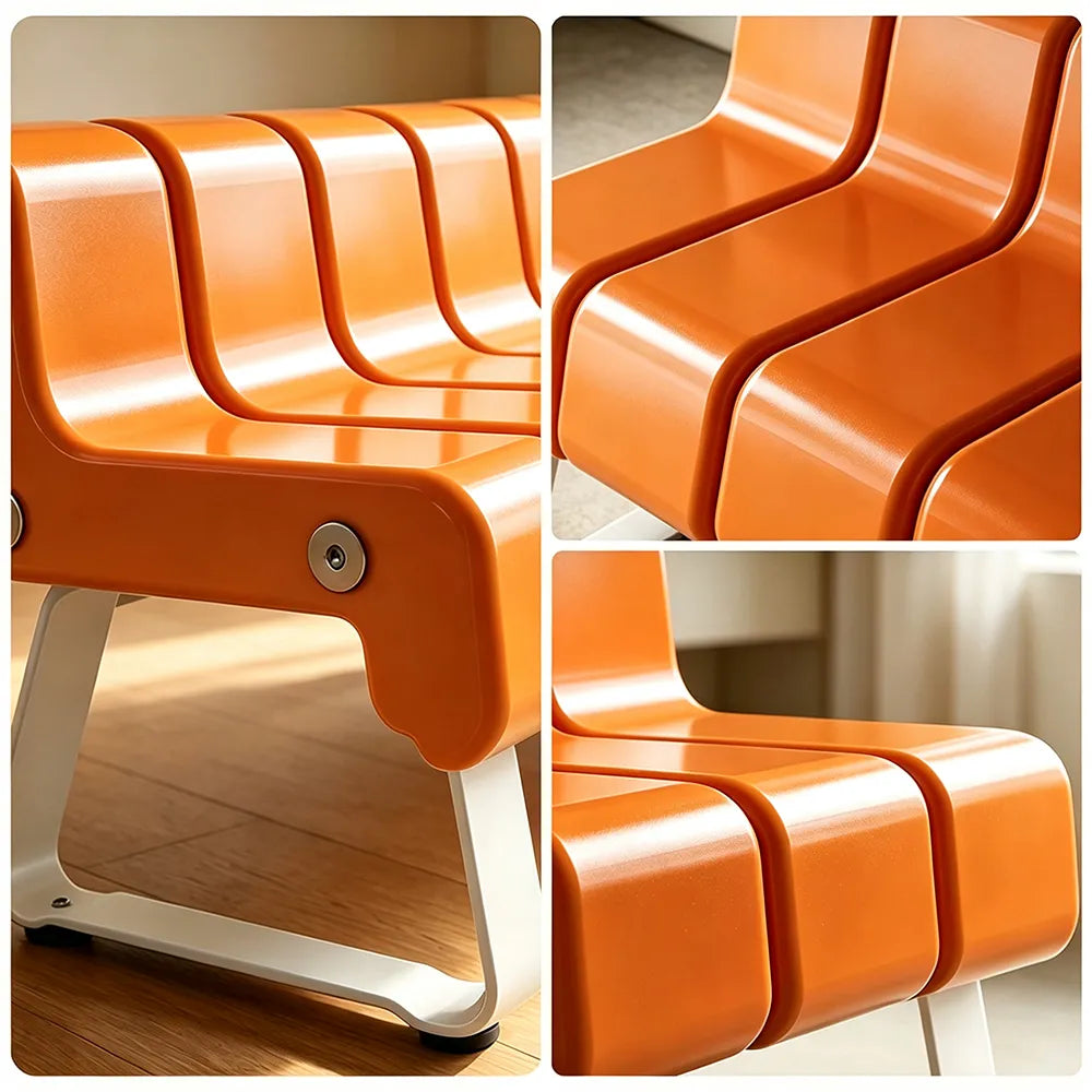 SOLARA Modern Creative Chair ABS Curved Seat Ergonomic Design Iron Frame for Living Room Bedroom Leisure Space - Orange
