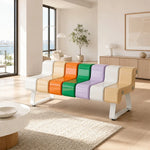SOLARA Modern Creative Chair ABS Curved Seat Ergonomic Design Iron Frame for Living Room Bedroom Leisure Space - Rainbow