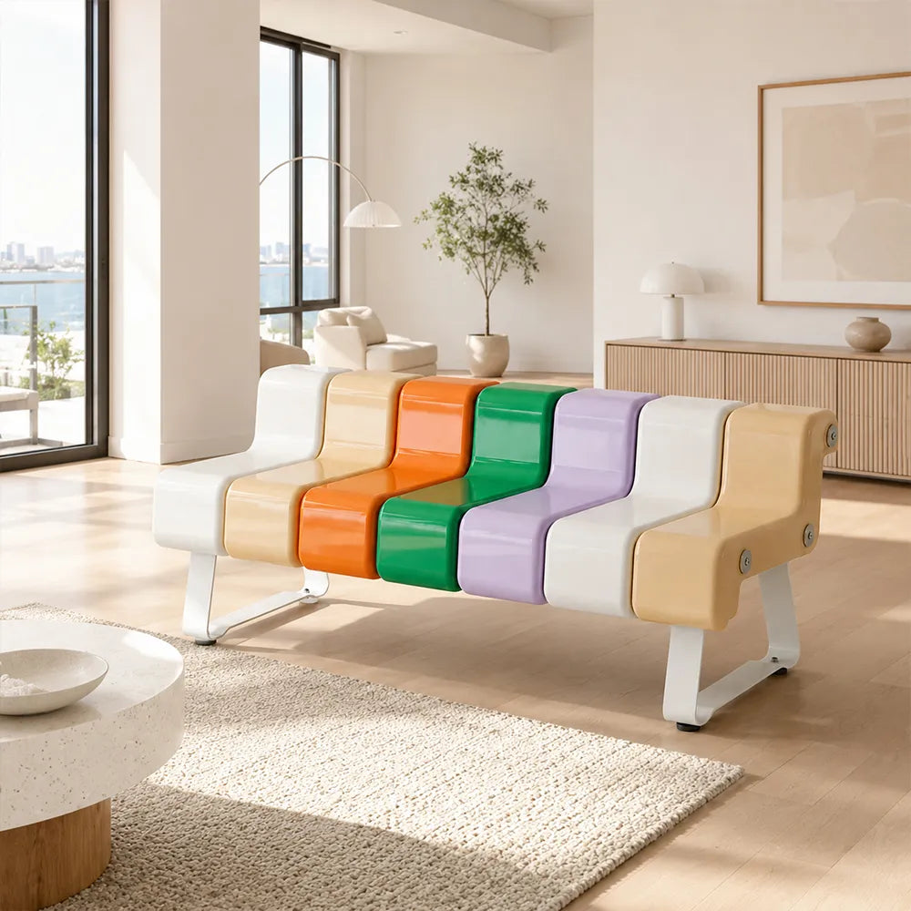 SOLARA Modern Creative Chair ABS Curved Seat Ergonomic Design Iron Frame for Living Room Bedroom Leisure Space - Rainbow