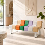 SOLARA Modern Creative Chair ABS Curved Seat Ergonomic Design Iron Frame for Living Room Bedroom Leisure Space - Rainbow