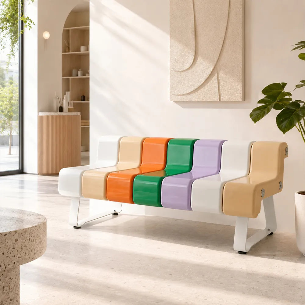SOLARA Modern Creative Chair ABS Curved Seat Ergonomic Design Iron Frame for Living Room Bedroom Leisure Space - Rainbow