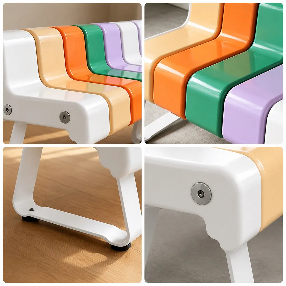 SOLARA Modern Creative Chair ABS Curved Seat Ergonomic Design Iron Frame for Living Room Bedroom Leisure Space - Rainbow