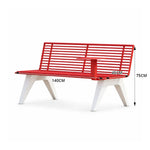 SOLARA Outdoor Metal Double Bench Galvanised Steel Slatted Seat Centre Table Design 140/180/200cm for Patio Garden Public Space - Red