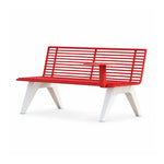 SOLARA Outdoor Metal Double Bench Galvanised Steel Slatted Seat Centre Table Design 140/180/200cm for Patio Garden Public Space - Red
