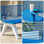 SOLARA Outdoor Metal Double Bench Galvanised Steel Slatted Seat Centre Table Design 140/180/200cm for Patio Garden Public Space - Blue