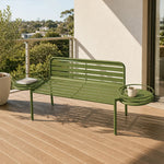 SOLARA Modern Outdoor Bench Durable Iron Structure Baked Paint Finish 140/160cm for Balcony Terrace Garden - Green
