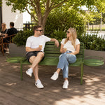SOLARA Modern Outdoor Bench Durable Iron Structure Baked Paint Finish 140/160cm for Balcony Terrace Garden - Green