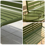 SOLARA Modern Outdoor Bench Durable Iron Structure Baked Paint Finish 140/160cm for Balcony Terrace Garden - Green