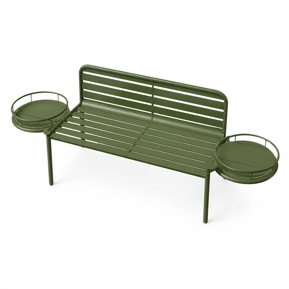 SOLARA Modern Outdoor Bench Durable Iron Structure Baked Paint Finish 140/160cm for Balcony Terrace Garden - Green