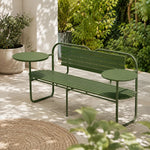 SOLARA Metal Garden Bench Spacious Seating Weather Resistant Design 140/160cm for Outdoor Relaxation Space - Green