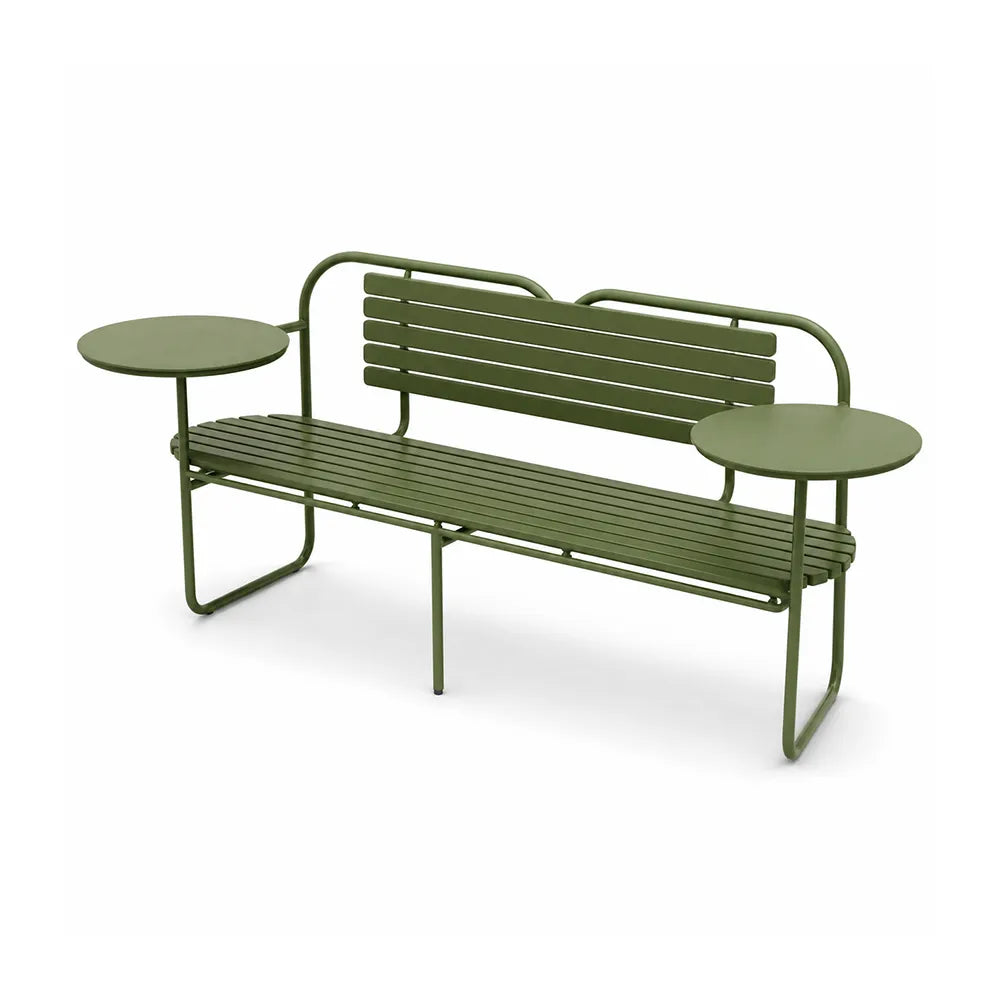 SOLARA Metal Garden Bench Spacious Seating Weather Resistant Design 140/160cm for Outdoor Relaxation Space - Green