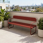 SOLARA Outdoor Iron Chair Bench Heavy Duty Frame Waterproof Rustproof 140/160cm for Patio Community Area - Red