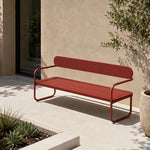 SOLARA Outdoor Iron Chair Bench Heavy Duty Frame Waterproof Rustproof 140/160cm for Patio Community Area - Red