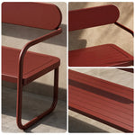 SOLARA Outdoor Iron Chair Bench Heavy Duty Frame Waterproof Rustproof 140/160cm for Patio Community Area - Red