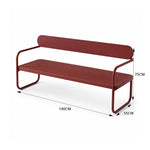 SOLARA Outdoor Iron Chair Bench Heavy Duty Frame Waterproof Rustproof 140/160cm for Patio Community Area - Red