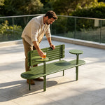 SOLARA Commercial Outdoor Bench Simple Design Durable Metal Frame 140/160cm for Public Leisure Space - Green