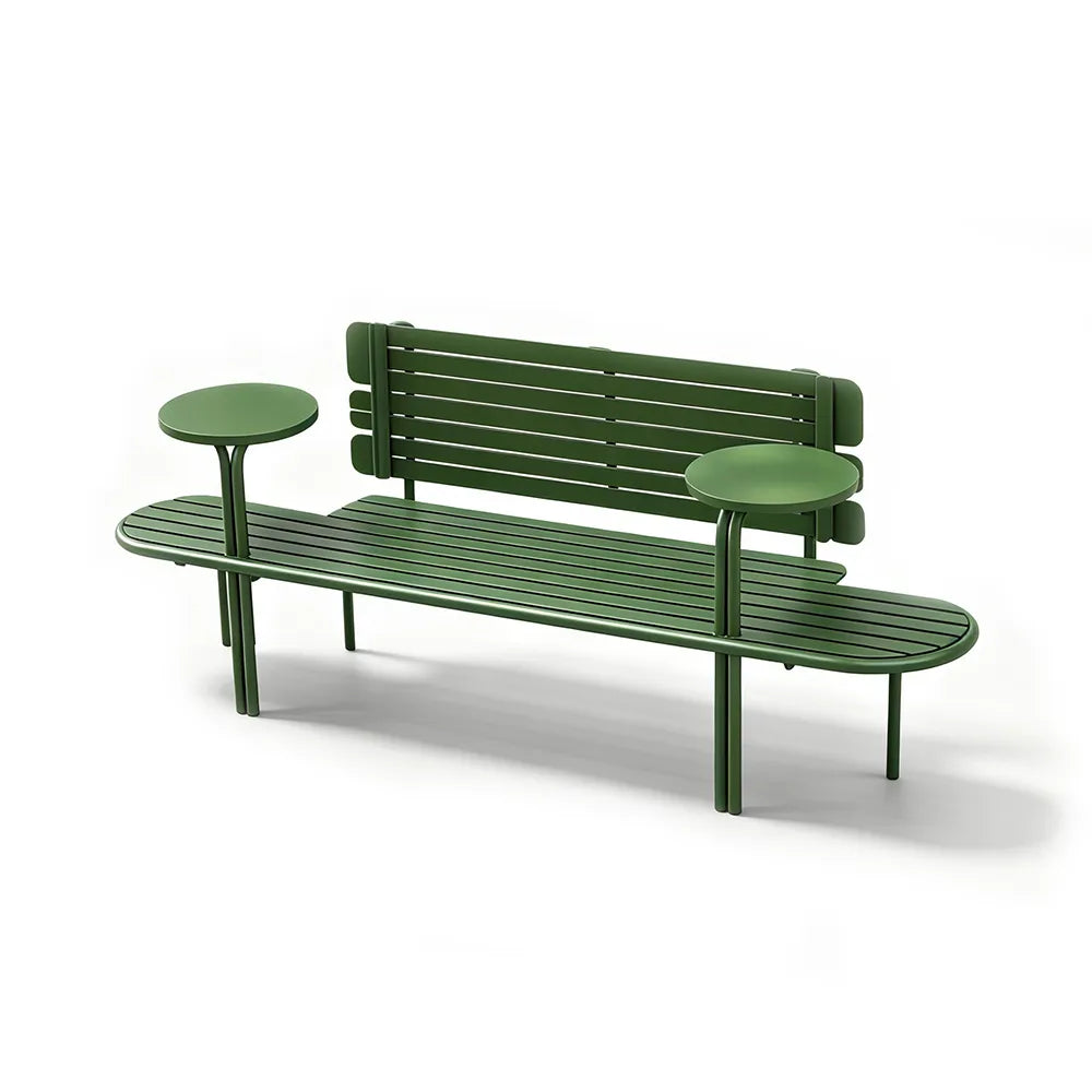 SOLARA Commercial Outdoor Bench Simple Design Durable Metal Frame 140/160cm for Public Leisure Space - Green