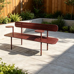SOLARA Garden Bench Outdoor Metal Seat Corrosion Resistant Structure 140/160cm for Home Patio Balcony Use - Red