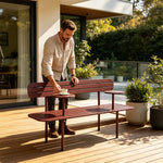 SOLARA Garden Bench Outdoor Metal Seat Corrosion Resistant Structure 140/160cm for Home Patio Balcony Use - Red