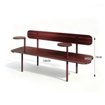 SOLARA Garden Bench Outdoor Metal Seat Corrosion Resistant Structure 140/160cm for Home Patio Balcony Use - Red