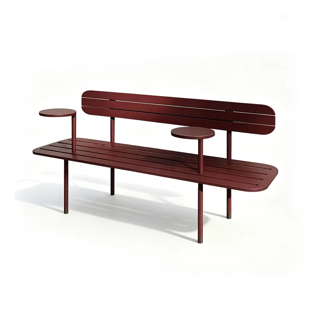 SOLARA Garden Bench Outdoor Metal Seat Corrosion Resistant Structure 140/160cm for Home Patio Balcony Use - Red