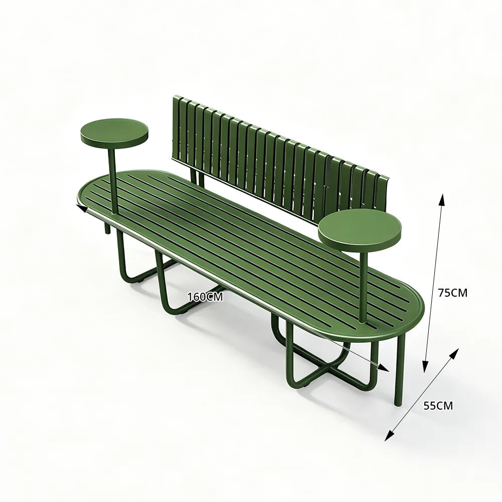 SOLARA Outdoor Park Bench Strong Iron Frame Comfortable Seating 140/160cm for Garden Community Rest Area - Green