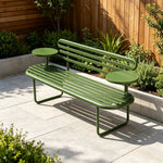SOLARA Minimalist Outdoor Bench Iron Construction Weatherproof Finish 140/160cm for Terrace Garden Space - Green