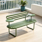 SOLARA Minimalist Outdoor Bench Iron Construction Weatherproof Finish 140/160cm for Terrace Garden Space - Green