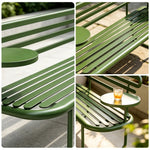 SOLARA Minimalist Outdoor Bench Iron Construction Weatherproof Finish 140/160cm for Terrace Garden Space - Green